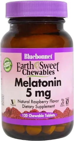 Амінокислота Bluebonnet Nutrition Мелатонін 5 мг 120 таблеток зі смаком малини