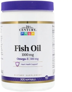 Жирні кислоти 21st Century Риб'ячий жир Омега-3 1000 мг 300 м'яких таблеток