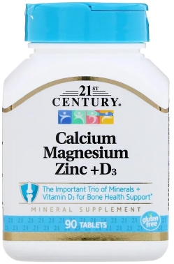 Вітаміни 21st Century Кальцій магній цинк + D3 90 таблеток