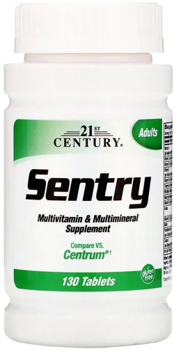 Мультивітамінна та мультимінеральна домішка 21st Century Sentry 130 таблеток