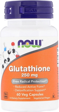 Глутатіон, Glutathione, Now Foods 250 мг, 60 вегетаріанських капсул