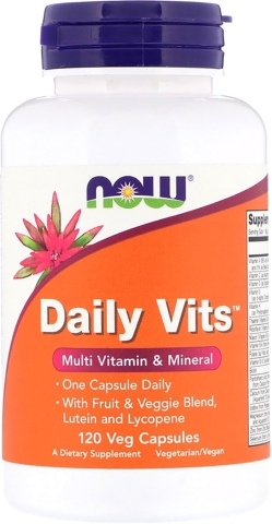 Мультивітаміни, Daily Vits, Multi Vitamin & Mineral, Now Foods 120 капсул