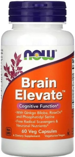 Комплекс для підтримки мозку, Brain Elevate, Now Foods 60 вегетаріанських капсул