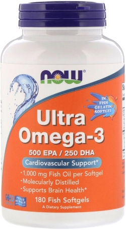 Ультра Омега 3, Ultra Omega 500 EPA/250 DHA, Now Foods 180 гелевих капсул