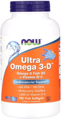 Ультра Омега 3 та Вітамін D, Ultra Omega 3-D, Now Foods 180 гелевих капсул