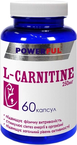 Амінокислота Красота та Здоров'я L-Carnitine POWERFUL 250 мг 60 капсул
