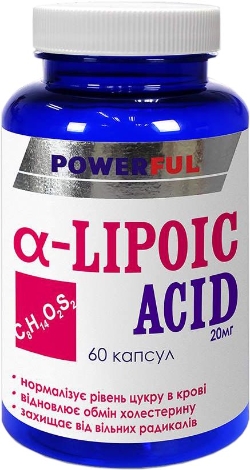 Альфа-ліпоєва кислота Красота та Здоров'я POWERFUL 20 мг 60 капсул