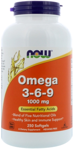 Жирні кислоти Now Foods Омега 3-6-9 1000 мг, 250 желатинових капсул