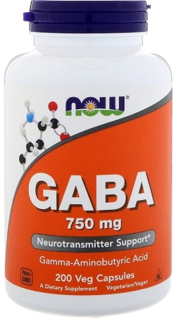 Амінокислота Now Foods GABA (Гамма-аміномасляна кислота) 750 мг 200 капсул