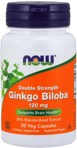 Натуральна добавка Now Foods Гінкго білоба, Ginkgo Biloba, Double Strength, 120 мг, 50 капсул