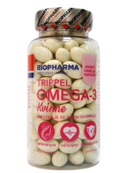 Жирні кислоти Biopharma Trippel Омега-3 Kvinne Потрійна Омега-3 для жінок, 120 капсул (7070643006571)