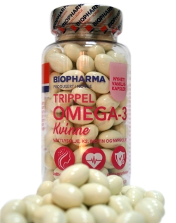 Жирні кислоти Biopharma Trippel Омега-3 Kvinne Потрійна Омега-3 для жінок, 120 капсул (7070643006571)
