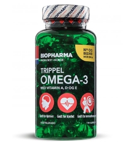 Жирні кислоти BiopharmaTrippel Омега-3 EPA, DHA Преміум клас, 144 капсули (7070643002856)