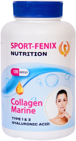 Колаген з гіалуроновою кислотою SPORT-FENIX Collagen Marine Type 1 & 3 Gyaluronic Acid 120 капсул