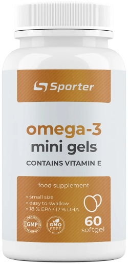 Риб'ячий жир Sporter Omega 3 500 мг plus Vit E 60 гелевих капсул