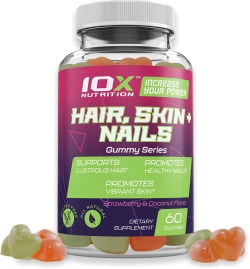 Вітаміни для волосся, шкіри та нігтів, Hair, Skin and Nails, 10X Nutrition USA, 5000 мкг, 60 жувальних цукерок