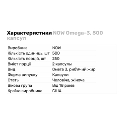 Жирні кислоти NOW Omega-3, 500 капсул
