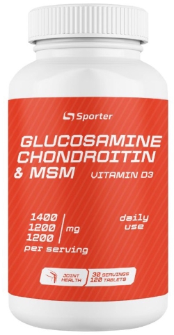 Домішка для суглобів і зв'язок Sporter Glucosamine&chondroitin + MSM + D3 120 таблеток