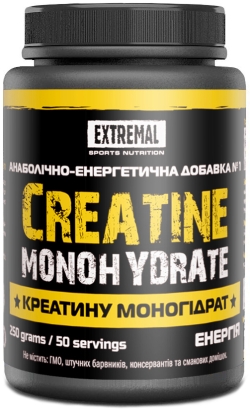 100% креатин Extremal Сreatine monohydrate 250 г без добавок Креатин для набору маси чистий креатину моногідрат креатин для зростання м'язів