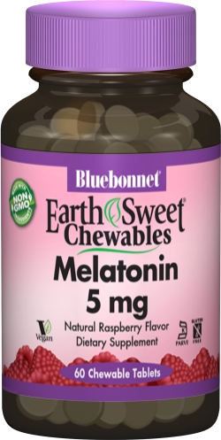 Амінокислота Bluebonnet Nutrition Earth Sweet Chewables Мелатонін 5 мг Смак малини 60 жувальних таблеток