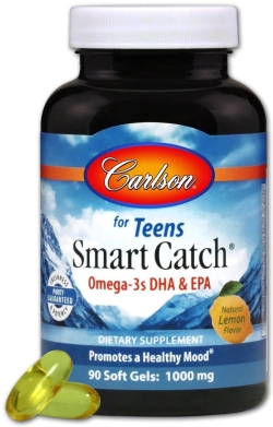 Жирні кислоти Carlson Labs Smart Catch Омега-3 для підлітків 90 желатинових капсул
