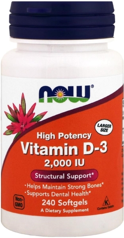 Вітаміни Now Foods Вітамін D3 2000IU 240 желатинових капсул