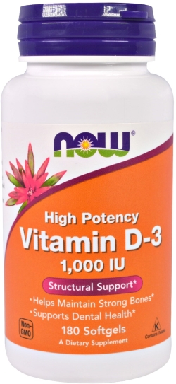Вітаміни Now Foods Вітамін D3 1000IU 180 желатинових капсул