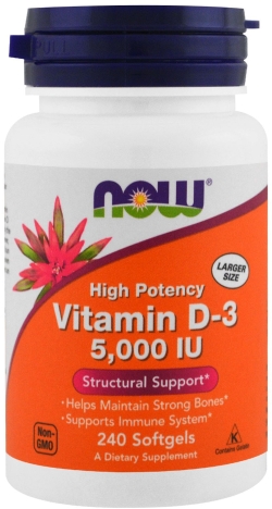 Вітаміни Now Foods Вітамін D3 5000IU 240 желатинових капсул