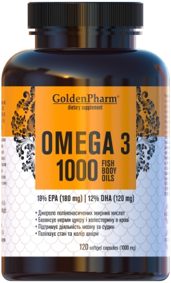 Жирні кислоти Голден-фарм Омега-3 1000 мг 120 желатинових капсул