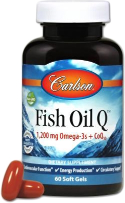 Жирні кислоти Carlson Labs Омега-3 + Коензим Q10 Fish Oil Q 60 гелевих капсул