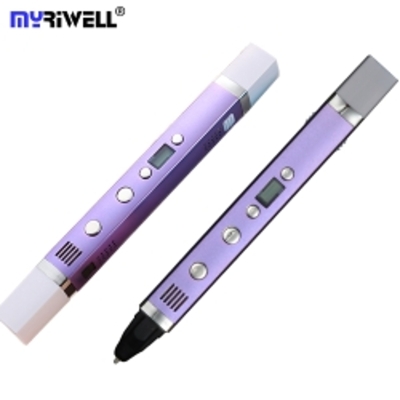 3D-ручка MYRIWELL 3 RP100C Purple (ABC, PLA, PCL) + 209 метрів (20 кольорів) PLA пластика та Трафарети