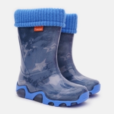 Гумові чоботи для хлопчика утеплені Demar Stormer Lux Print 0032 AC 22/23 Блакитні