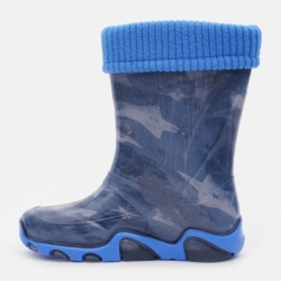 Гумові чоботи для хлопчика утеплені Demar Stormer Lux Print 0033 A 34-35 Блакитні