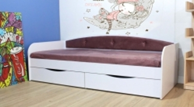 Ліжко Сімейна меблева майстерня Дрімка 160 см білий з рожевим з бортиком