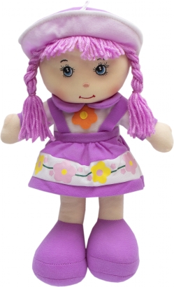 Лялька Devilon м'яконабивна з вишитим обличчям 36 см Фіолетова