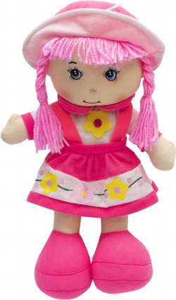 Лялька Devilon м'яконабивна з вишитим обличчям 36 см Рожева