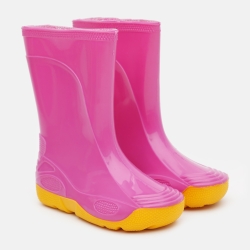 Гумові чоботи дитячі OLDCOM Vivid 29/30 Рожеві на жовтій підошві