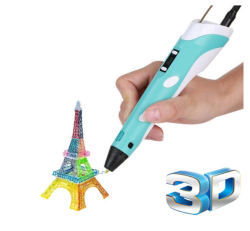3D Ручка 3 DPEN-2 з екраном на підставці з Пластиком PLA Блакитна