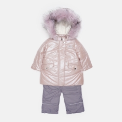 Зимовий комплект (куртка + напівкомбінезон) Evolution 30-ЗД-19 80 см Перламутровий рожевий/Сірий