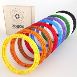 Набор PLA пластика 3D-Box MEDIUM-10 для 3D-ручки: 9 цветов по 10 метров (1,75мм*90м)