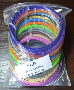 Набір PLA пластику 25 кольорів по 5 метрів для 3D ручок