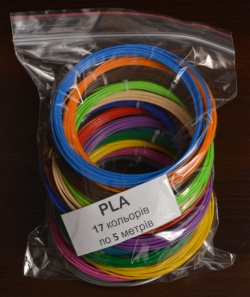 Набір PLA пластику 17 кольорів по 5 метрів для 3D ручок