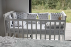 Ліжечко дитяче DeSon MRIYA ( Десон Мрія ) дерев'яне з опускною боковиною, шухлядою та маятником для новонароджених і до 5 років біле бук