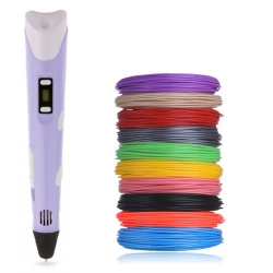 3D-ручка для рисования 3D Pen 2 и 60 метров разноцветного пластика Фиолетовая (mn-442)