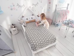 Дитяче ліжко будиночок Монтессорі BUSY WOOD на ніжках Модель 3, 80х160 см біле