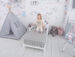 Дитяче ліжко будиночок Монтессорі BUSY WOOD на ніжках Модель 3, 80х160 см біле