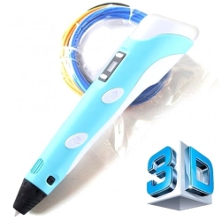3D-ручка с LCD дисплеем 3D Pen 2 Голубая с комплектом Эко Пластика 20 цветов Синий (VK-7105) TRG-164236