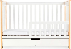 Дитяче ліжечко Klups Iwo з шухлядою та перегородкою 120 х 60 см Біле/Сосна