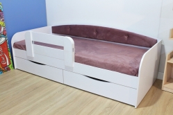 Ліжко Сімейна меблева майстерня Дрімка 160 см білий з рожевим з бортиком